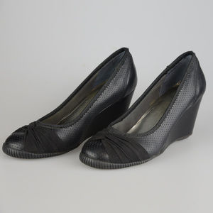 DKNY Sela Wedge Pump Black Leather